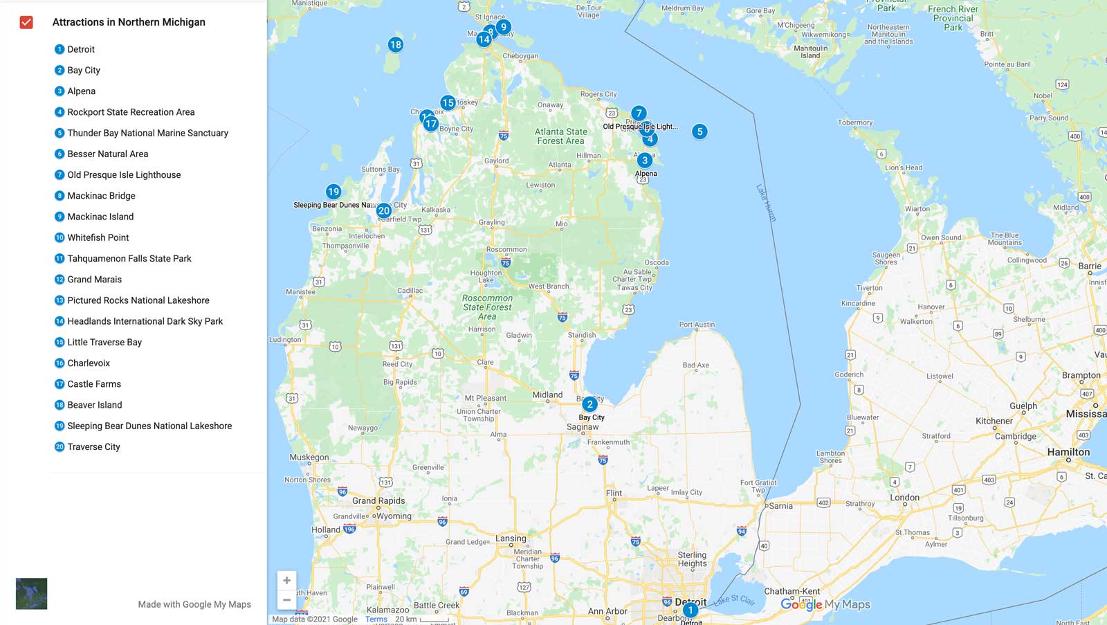 best things to do in northern michigan map