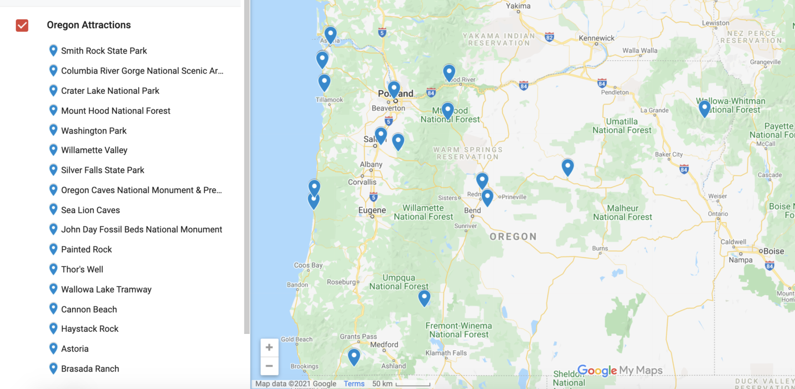 things to do in oregon map