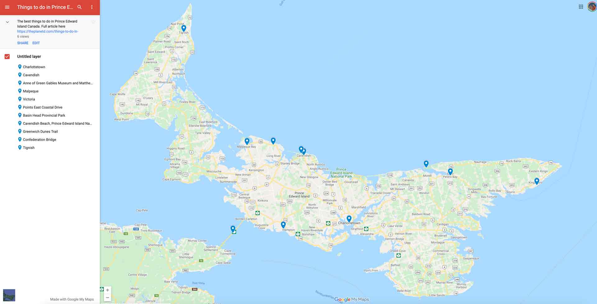 prince edward island attractions map