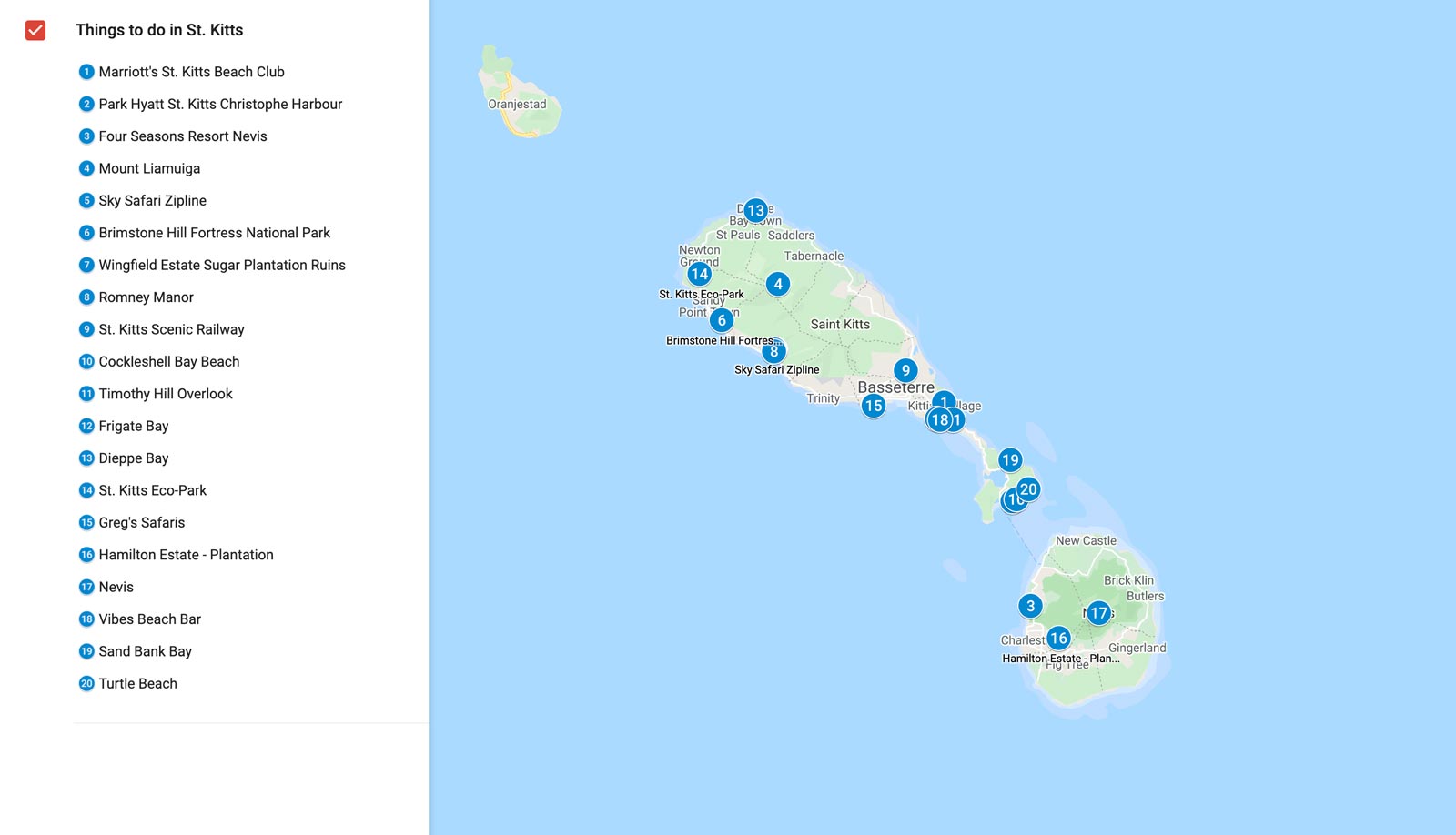 things to do in st kitts and nevis map