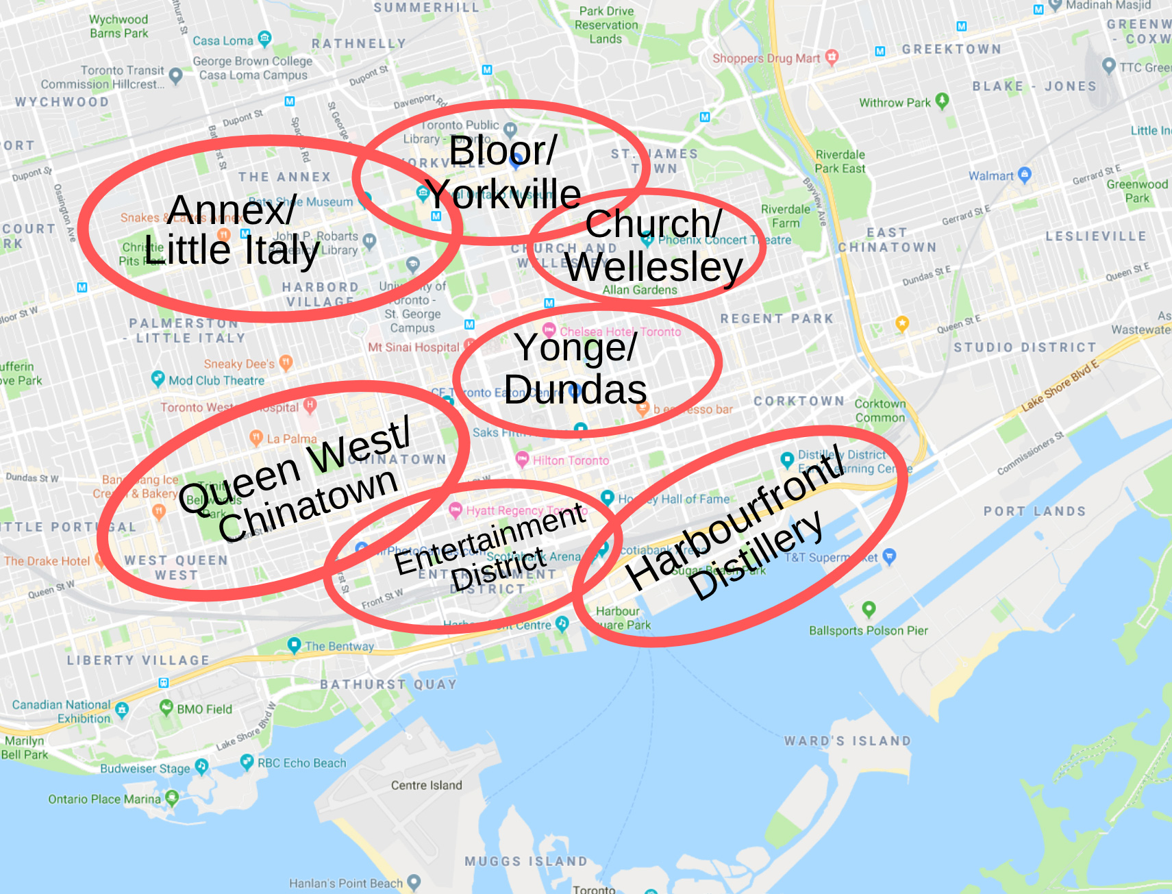 Where to Stay in Toronto | map of Toronto