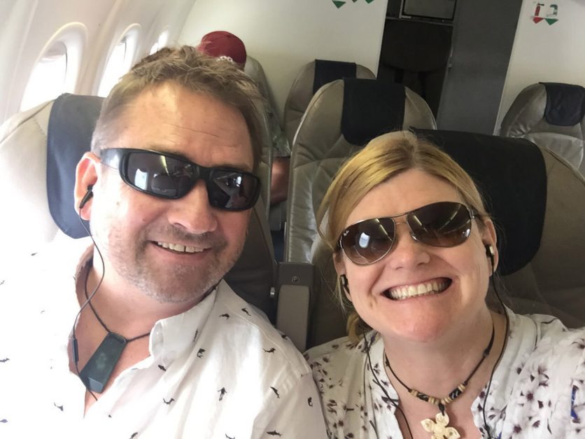 vacation packing list | dave and deb on plane