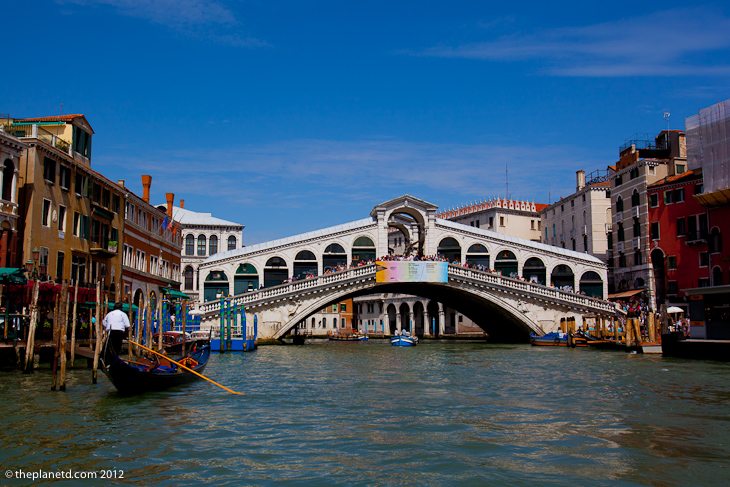 Rialto Bridge and gondola in Venice