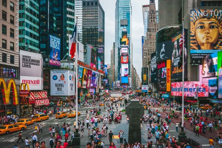 Looking over Times Square in New York City