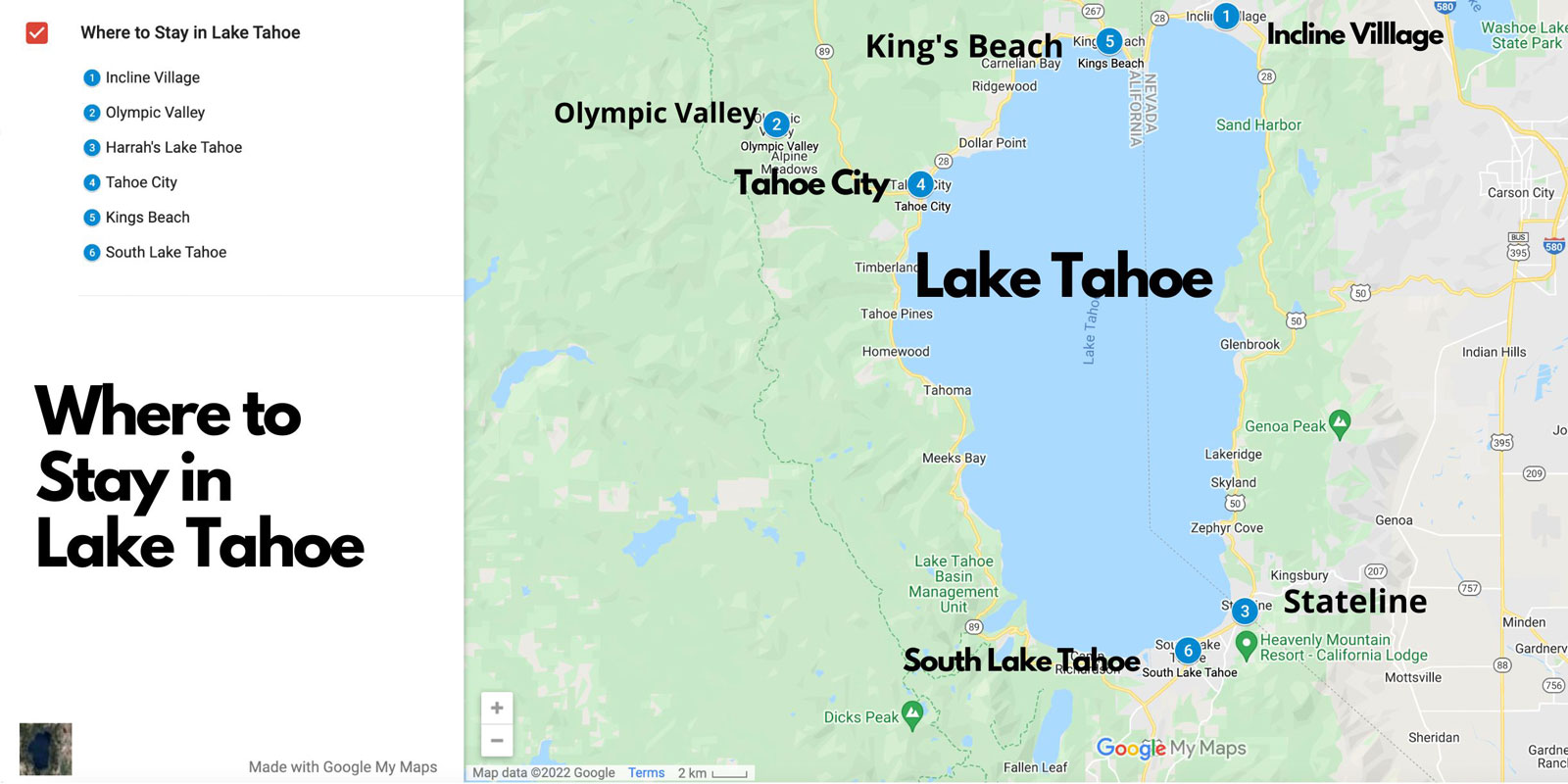 where to stay in lake tahoe map