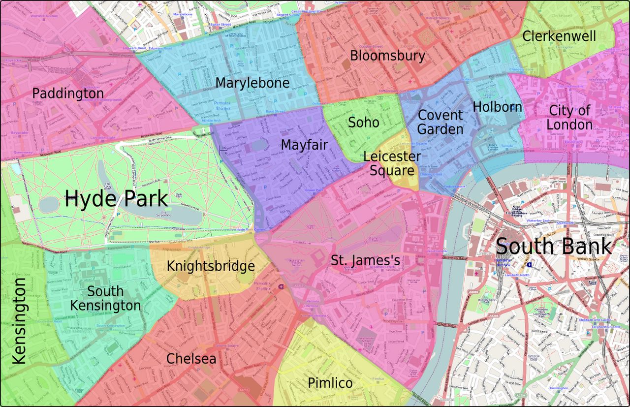 Where to stay in London neighbourhood map