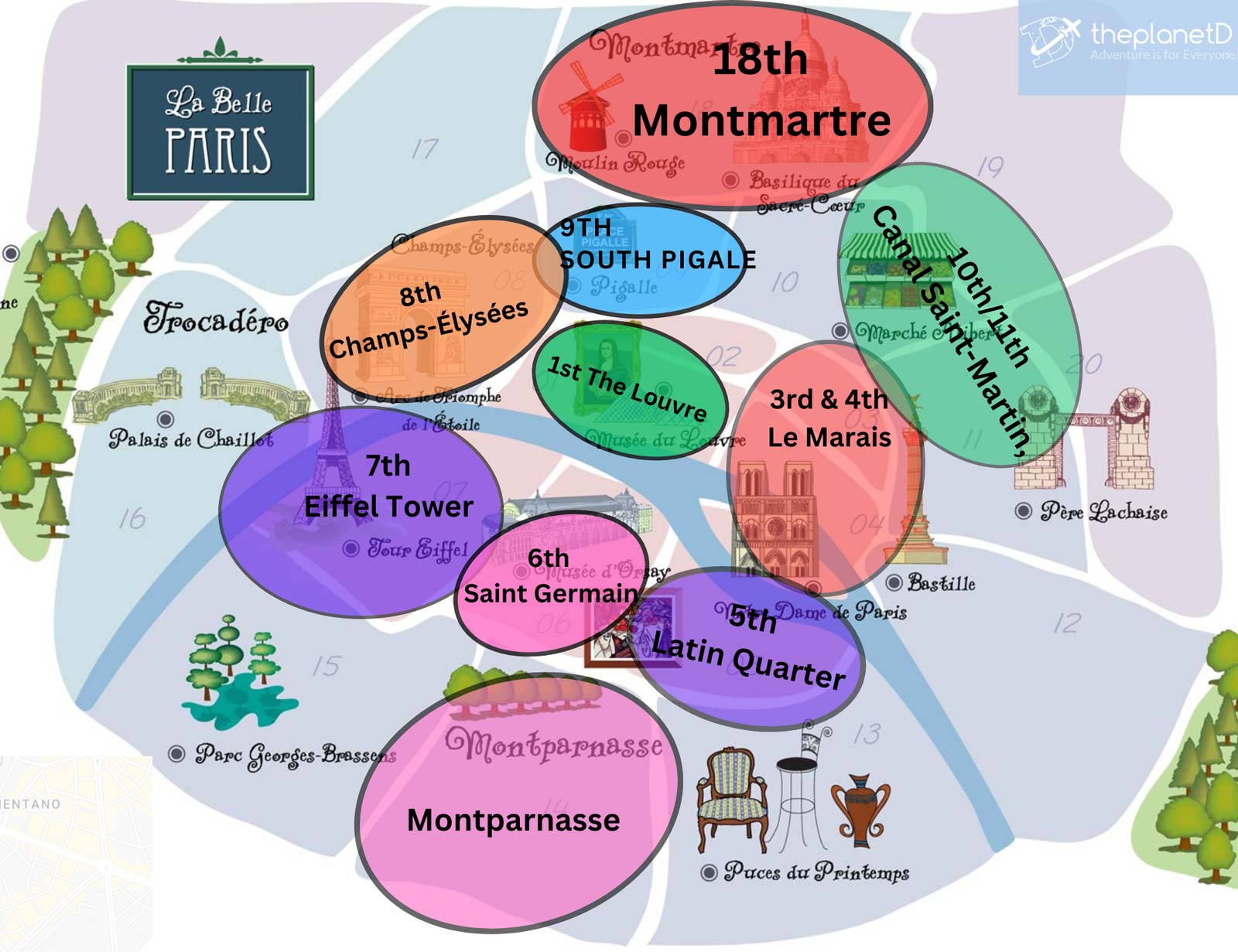 where to stay in paris map