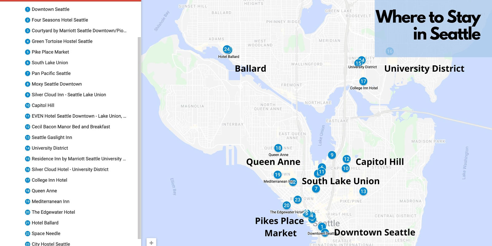 where to stay in seattle map