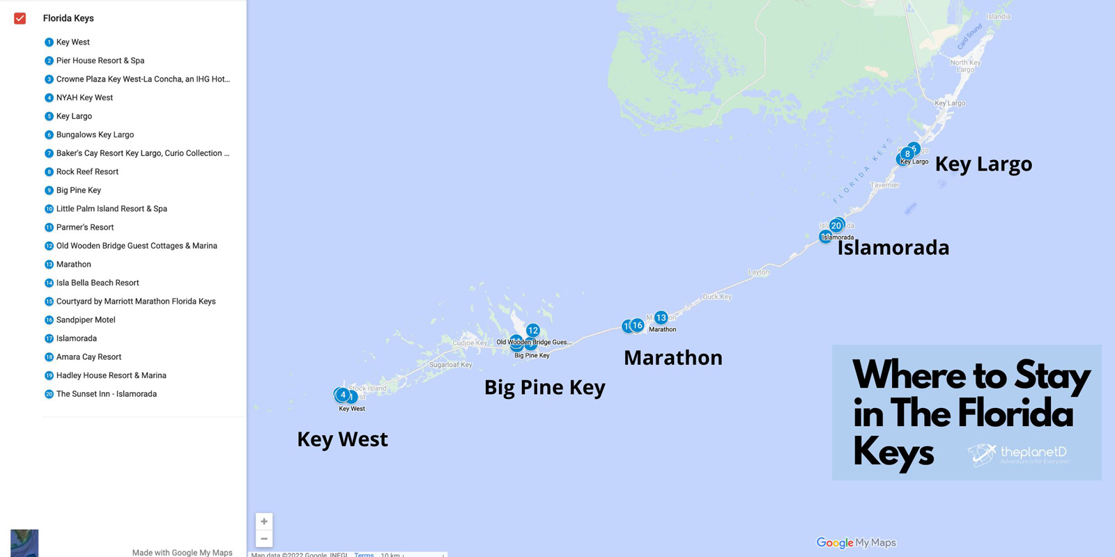 where to stay in the florida keys map