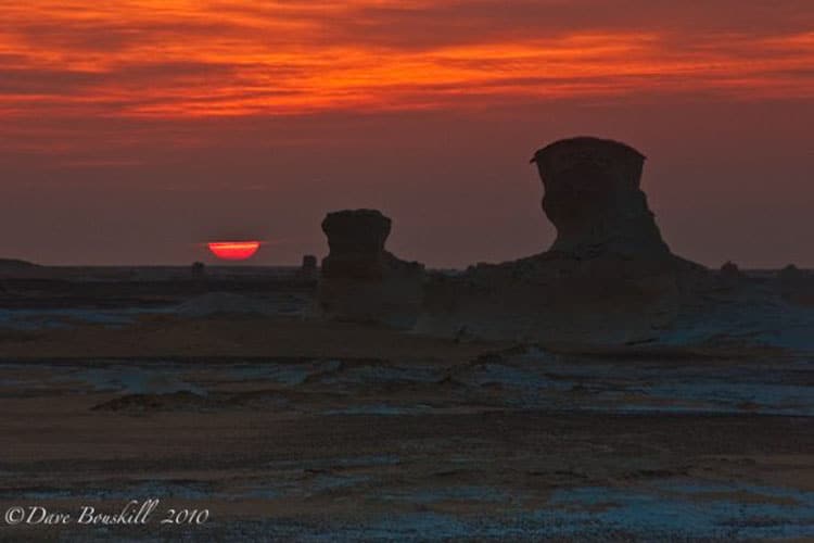 sunset over white desert