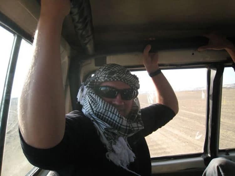 dave inside jeep of desert tour