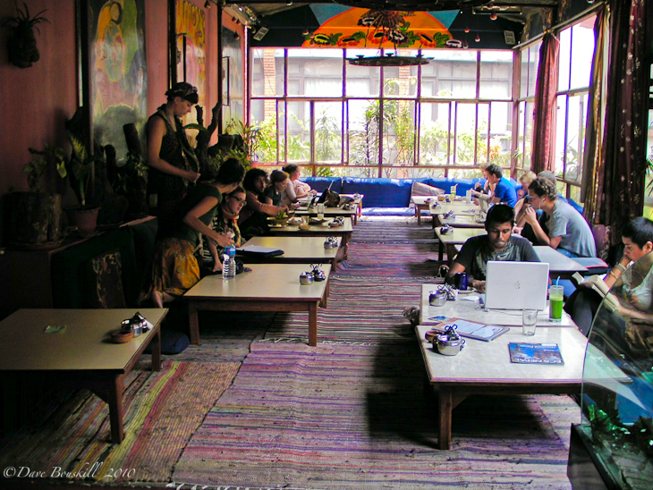 Inside the eatery OR2K in Kathmandu Nepal